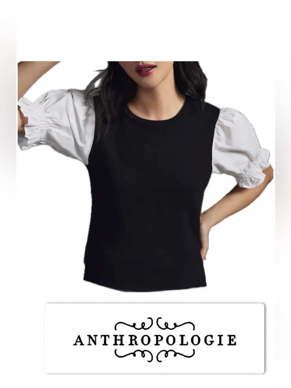 Anthro Maeve poplin sweater vest blouse
